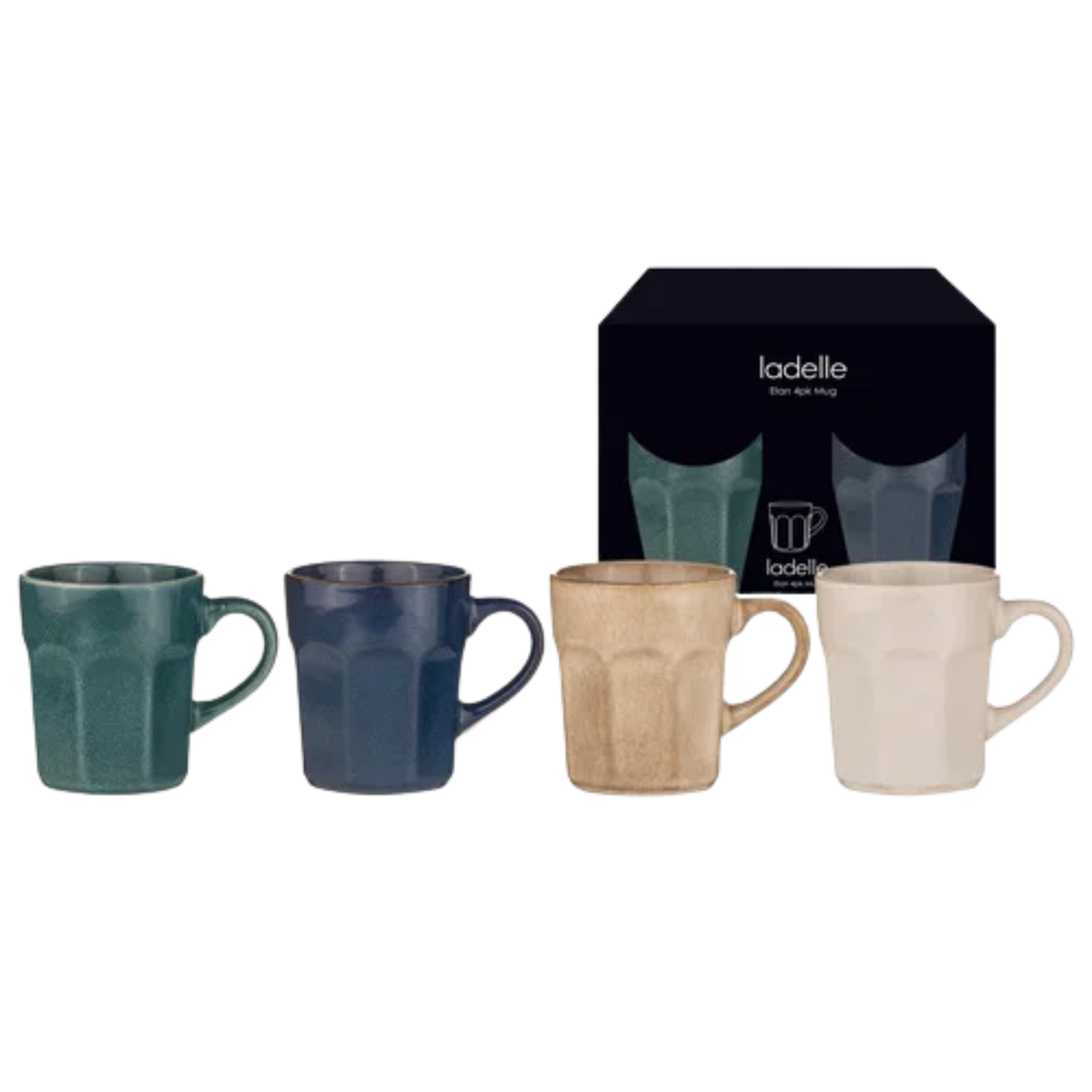 Lot de 4 tasses à anse en faïence ELAN