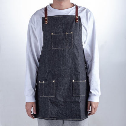 Schürze mit Lederriemen