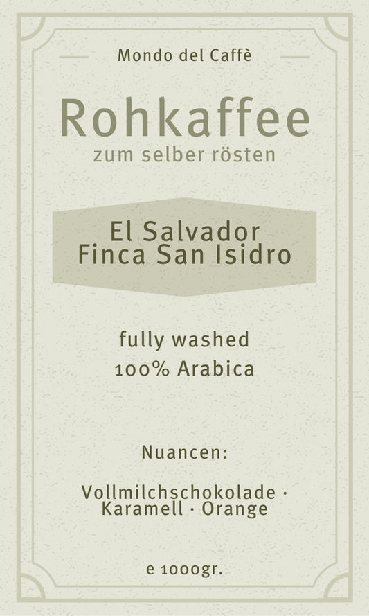 Green coffee El Salvador Finca San Isidro