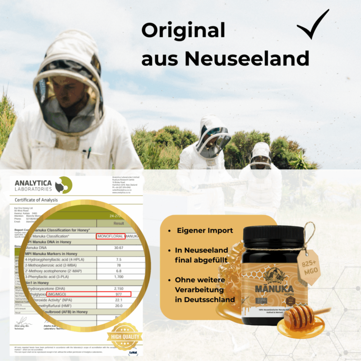 Miel de Manuka 100 % néo-zélandais MGO 1000+