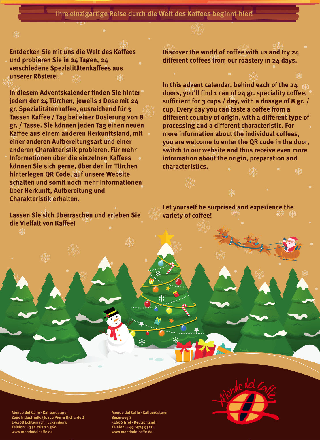 Spezialitätenkaffee Adventskalender 2026